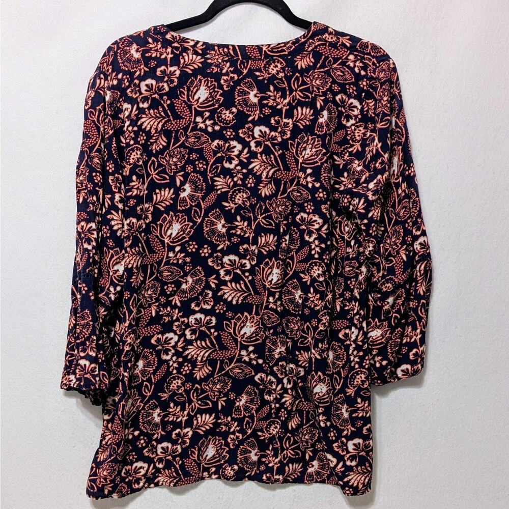 Gloria Vanderbilt/Women's Navy/Orange 3/4 Sleeve Pullover Blouse/Size L